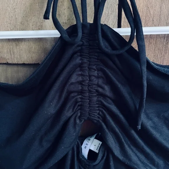 REISS Solare Cutout Halter Black Top Viscose Jersey Size L Made In Turkey - Picture 7 of 15